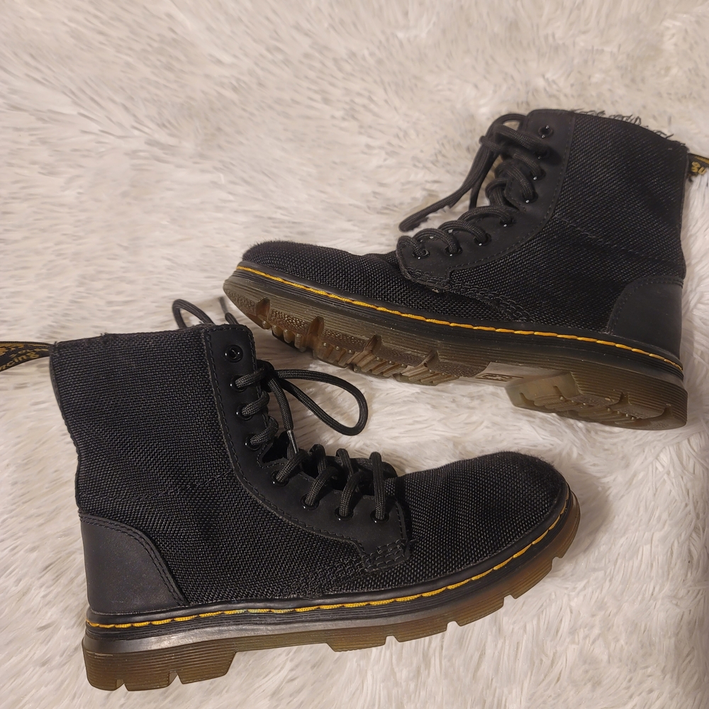 Dr. Martens Doc Combs J Air Wair Combat Boots, Kid Youth 1 Canvas Zip Black EUC